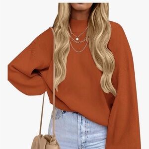 Elegant Rust Cowl Neck Sweater